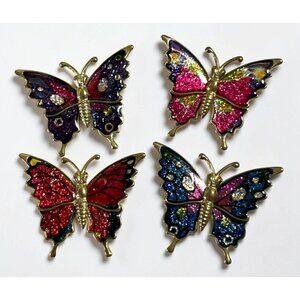 Scenic Butterfly Scatter Pin Brooch Lot Gold Tone Vibrant Nature Bug Insect